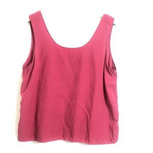 HARARI 100% Silk Tank Top Red/Pink Scoop Neck